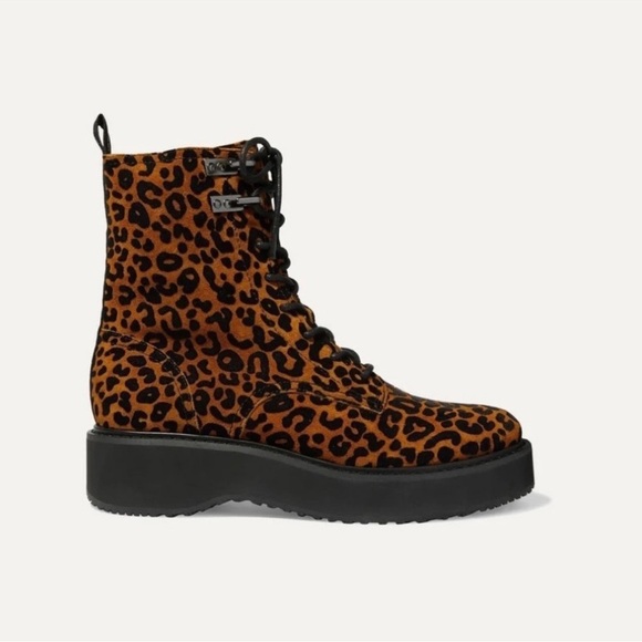 DIANE VON FURSTENBERG In Charge Leopard chunky suede Boots 9.5 - Picture 16 of 16